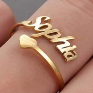 Custom Name Ring – Heart-Tipped Edition