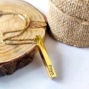 Custom Name Bar Necklace Gold