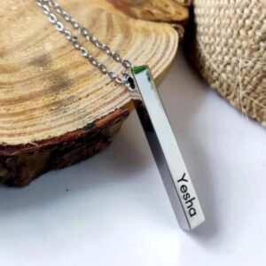 Custom Name Bar Necklace Silver